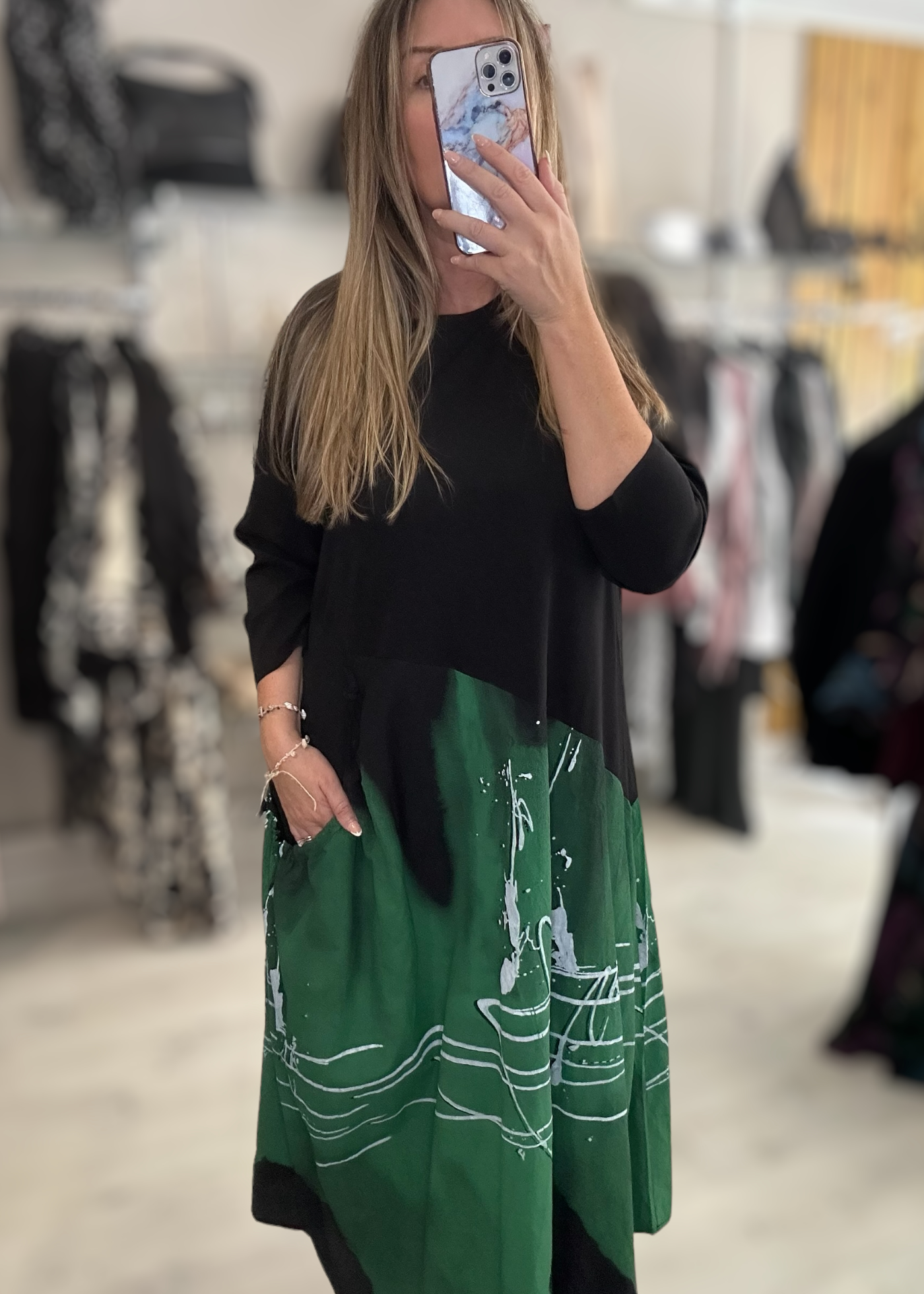 Gladrags | Malissa j paint splash dress green